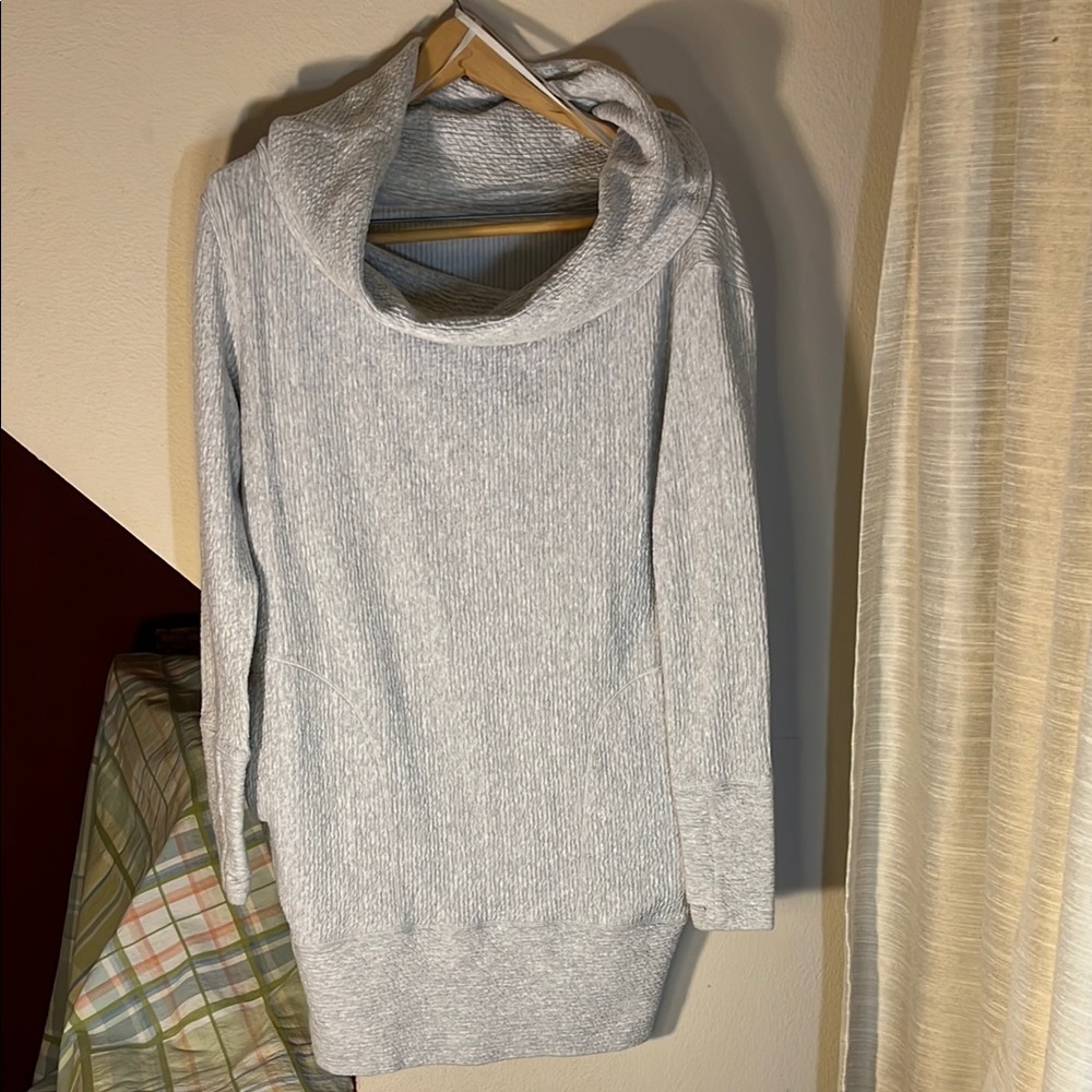 Lululemon Along the‎ Way Cowl Funnel Neck  gray long sleeve mini dress Size S
